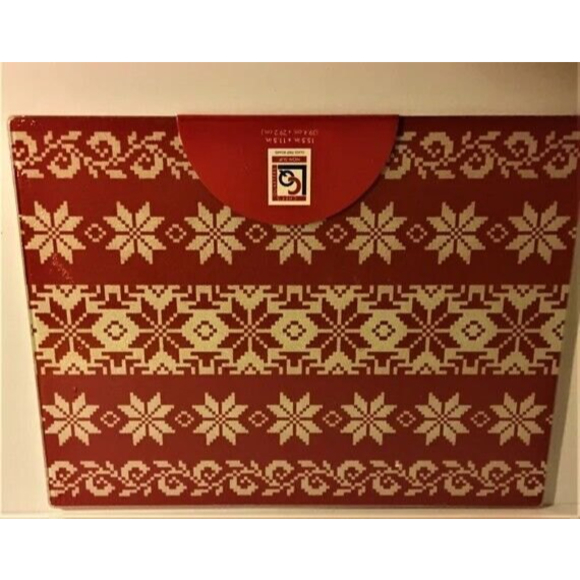 Snowflake Glass Cutting Board Red FairIsle Sealed Large Decorative